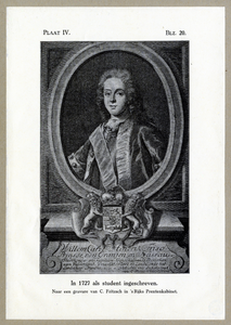105999 Portret van prins Willem IV van Oranje-Nassau, geboren 6 september 1711, student te Utrecht, stadhouder van ...